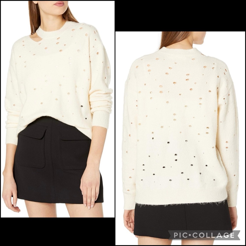 ASTR The Label Distressed Dolman Sleeve Pullover Sweater